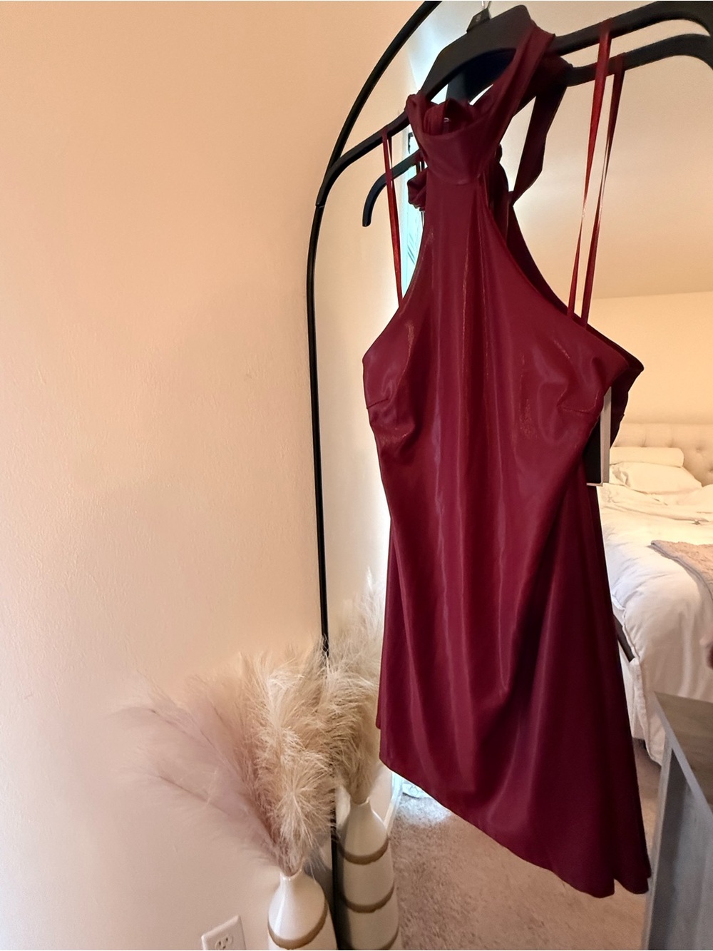 City Triangles Sleeveless Halter Mini Dress - Burgundy